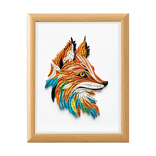 Décoration murale 3D en papier quilling - Motif renard coloré, œuvre d'art artisanale en quilling, décoration d'intérieur unique, cadeau pour les amoureux des animaux